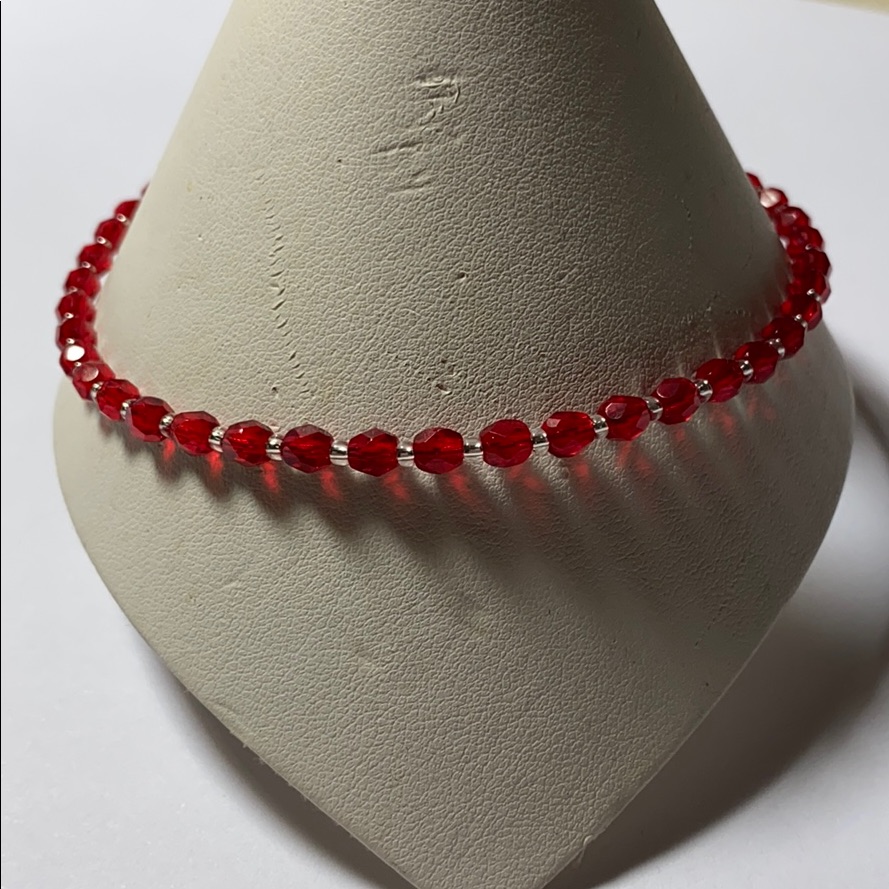 Czech Red Beaded Anklet Anklet Bracelet